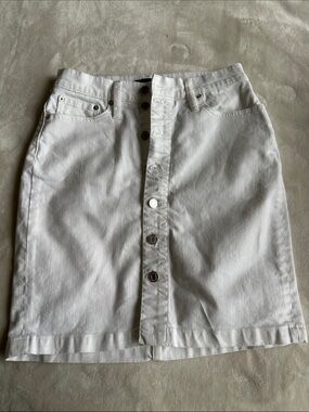 J. Crew White Button-Front Denim Mini Skirt